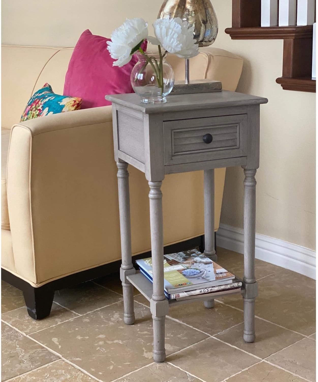 Urban Designs Venice Accent Storage End Table, Grey