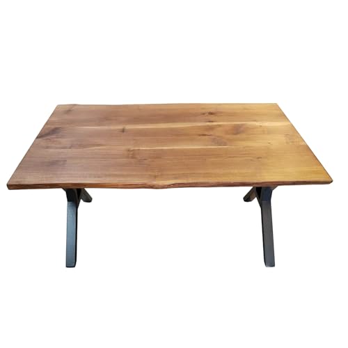 Large Walnut Dining Table And Bench - Live Edge Dining Table - Solid Wood Dining Table - Kitchen Table - Wooden Table - Rustic Table - Farmhouse Table - Dining Room Table (36 W x 80 L Inch)