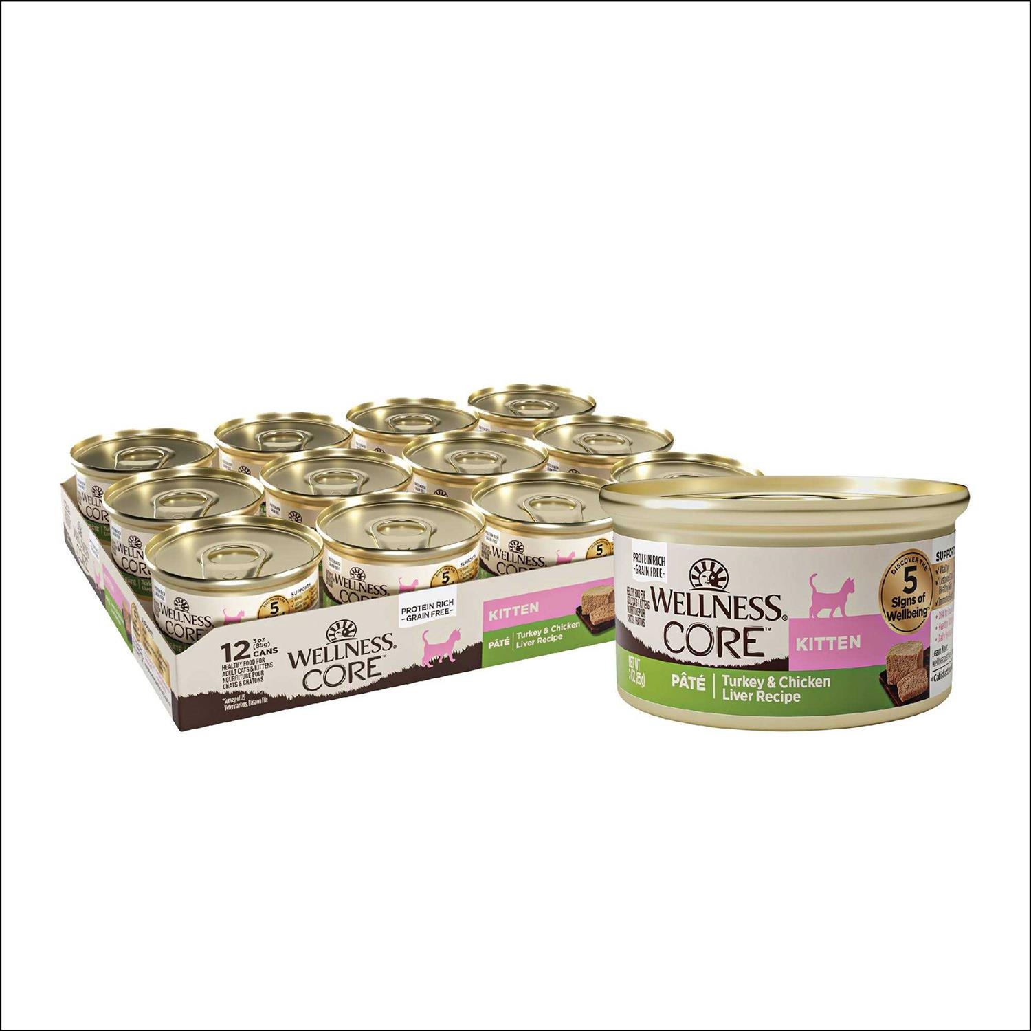 Wellness CORE Natural Grain-Free Turkey & Chicken Liver Pate Canned Kitten Food - Pet Supplies online store