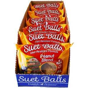 Wildlife Sciences Suet Balls 24 Pack, 6 Individually Wrapped Packs of 4 Bird Suet Balls (Peanut Blend) - Pet Supplies online store