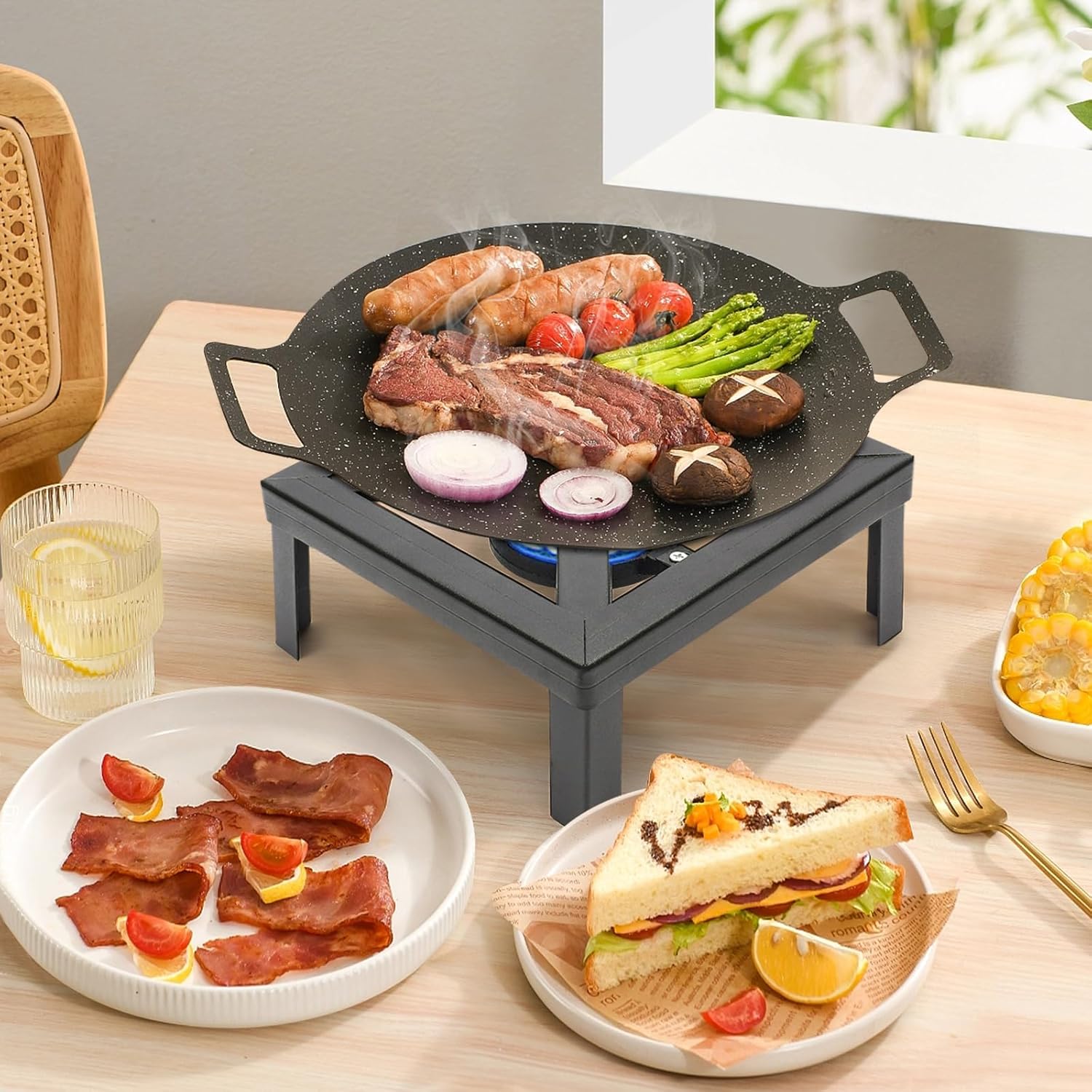 Portable Single Burner Outdoor Gas Stove Propane Cooker with Adjustable 0-20Psi Regulator Hose for Patio Camping, BBQ, Home Brewing, Turkey Fry, Maple Syrup Prep