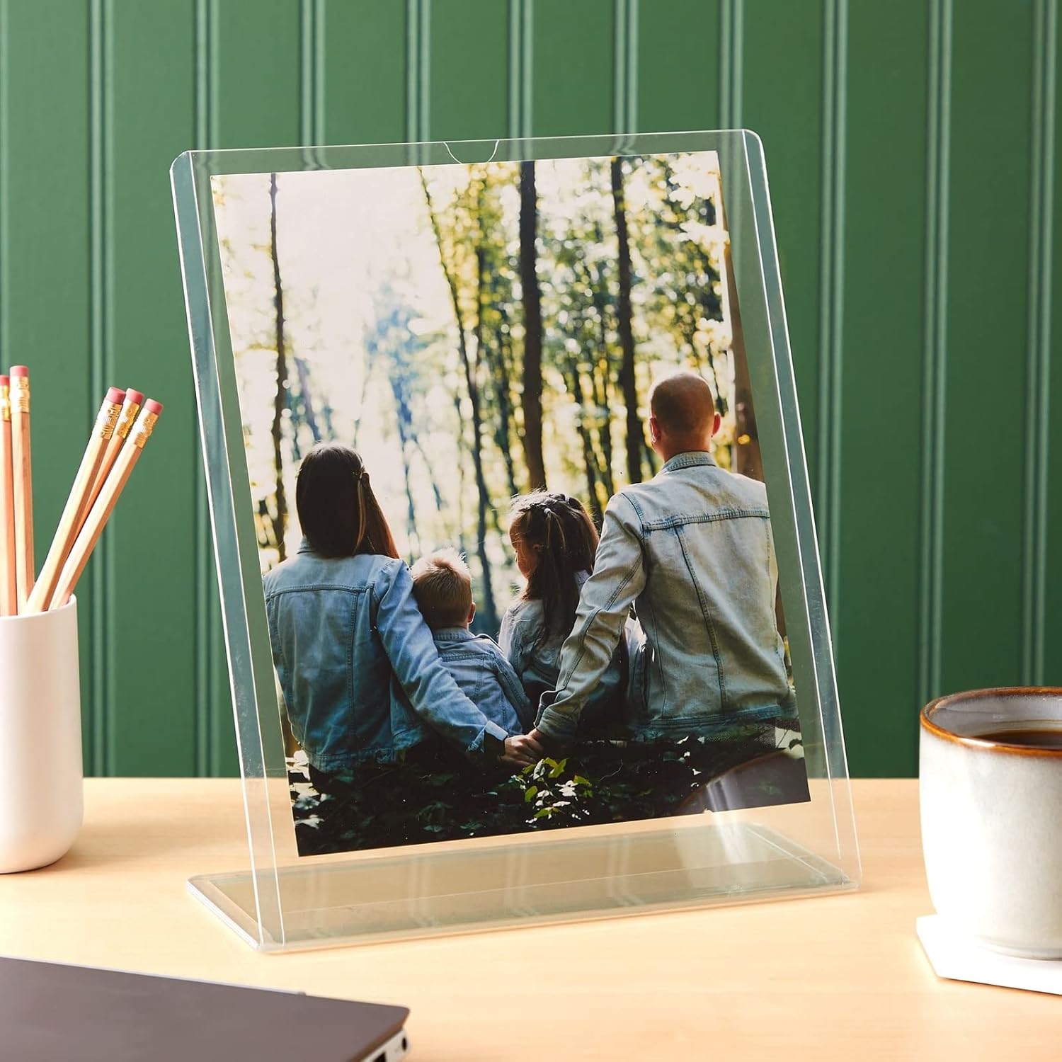 Juvale 6 Pack Clear Sign Holders 8.5x11 - Table Top Plastic Display Stand for Menus, Flyers, Document, Paper, Slant Back Vertical Photo Frame