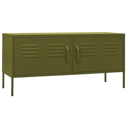 TV Benches & TV Stands,2 Doors Wide Metal Storage Cabinet Home Bedroom Lockable TV Storage Cabinet Accent Cabinet with Doors Large Locker Storage,41.3