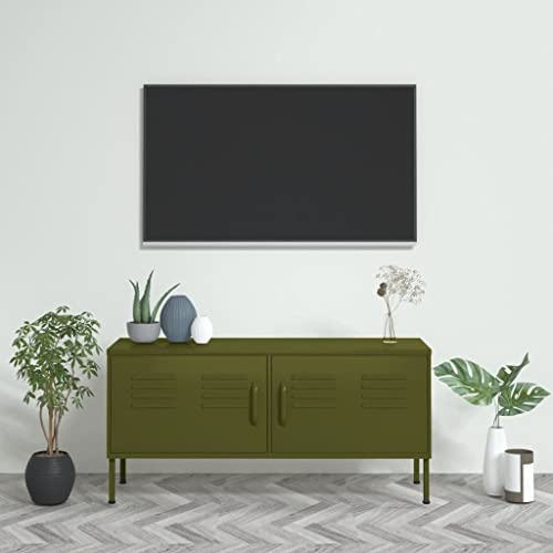 TV Cabinet,Living Room Cabinet,Modern Tv Stand,Enertainment Stand,Media Stand,Features Levellers on The Bottom,Suitable for Bedrooms, Living Rooms,Olive Green 41.3
