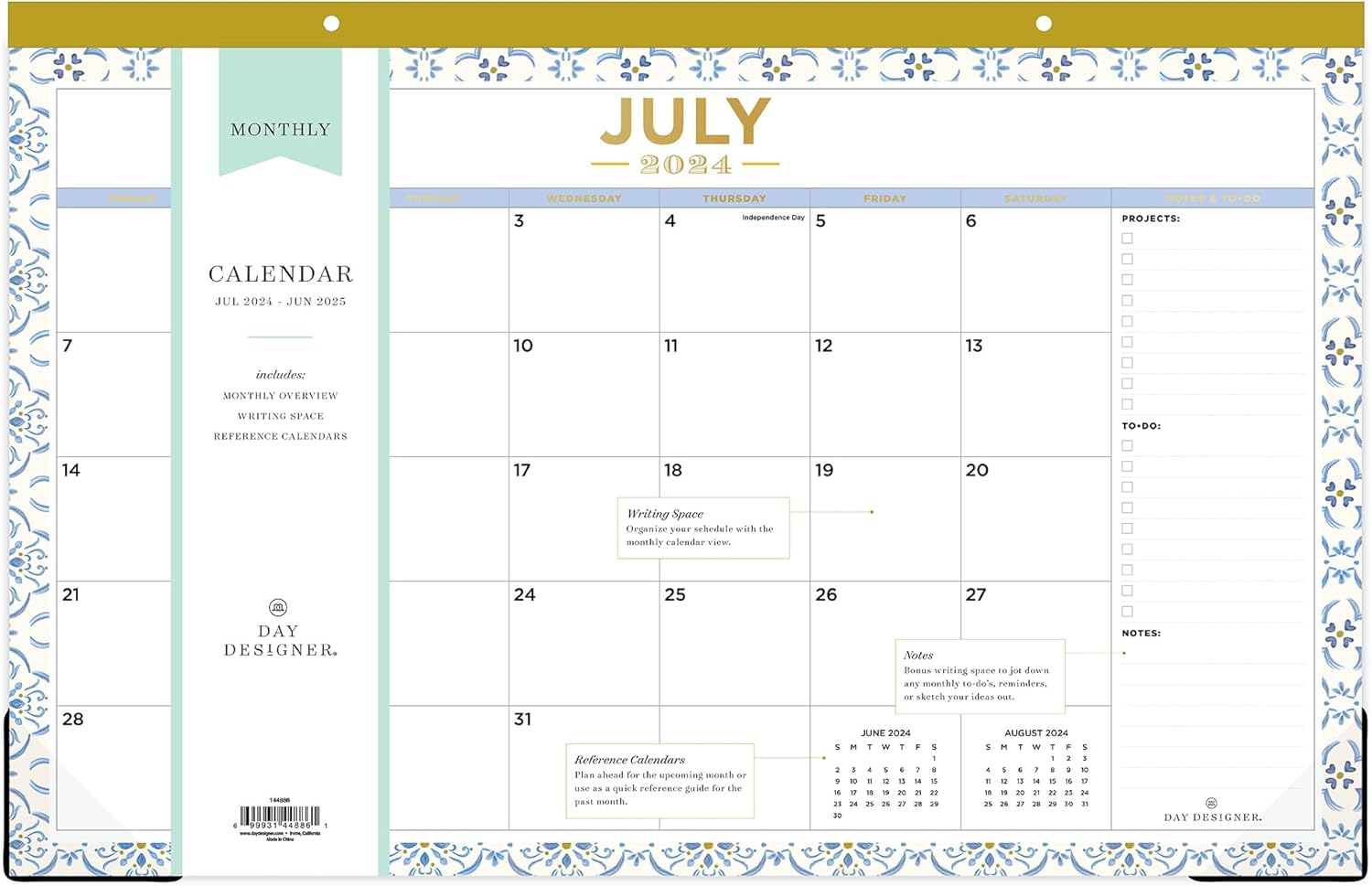 2024-2025 Day Designer Casa Bella Academic Monthly Desk Pad Planning Calendar, 17