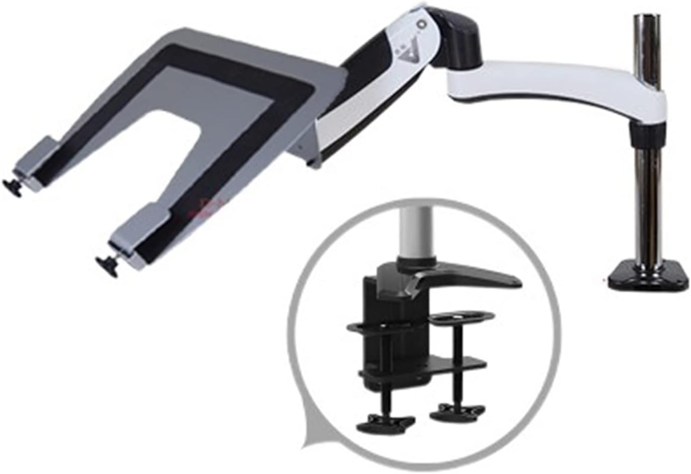 GST112T-LP20 Full Motion Aluminum Strong Gas Spring Dual Arm Laptop Desktop Mount Swivel Stand Grommet Hole Clamp Notebook Tray (Color : Clamp Base) (Clamp Base)