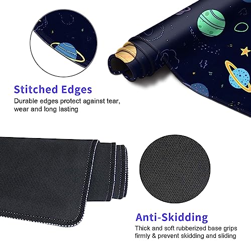 Large Gaming Mouse Pad + Memory Foam Ergonomic Keyboard Wrist Rest Support+ Wrist Rest + Coaster, Extended Desk Pad Set, Stitched Edge Non-Slip Desk Mat 4PC for Office & Home, Watercolor Horse