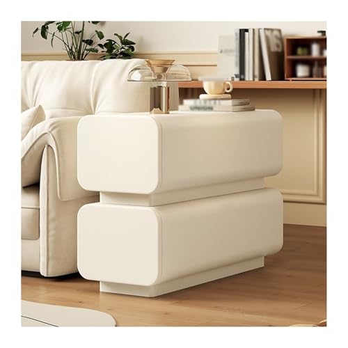Ultra Narrow Sofa Sideboard Light Luxury Premium Feeling Solid Wood Small Household Living Room Sandwich Sideboard Simple Modern Side Table(Beige)