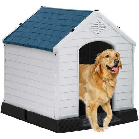 Extra Large Dog House for Large Medium Dogs 41x37.4x39 inch Plastic Water Resistant Dog Houses with Hight Base Support for Winter Tough Durable House - Pet Supplies online store