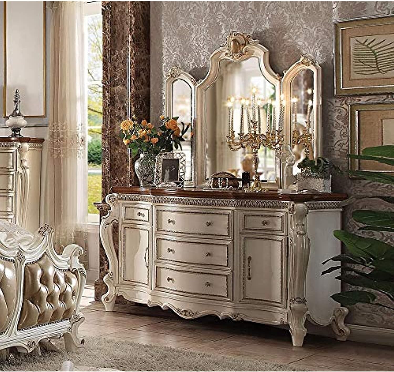 acme Picardy Dresser, Antique Pearl & Cherry Oak/Vintage/Traditional/Antique Pearl & Cherry Oak