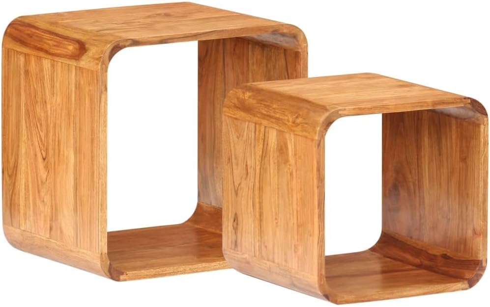 Console Table 2 pcs,Side Table,Entryway Table,Sofa Table,Living Room Table,for Living Room, Couch, Hallway, Foyer, Kitchen Counter,Solid Acacia Wood Sheesham Finish