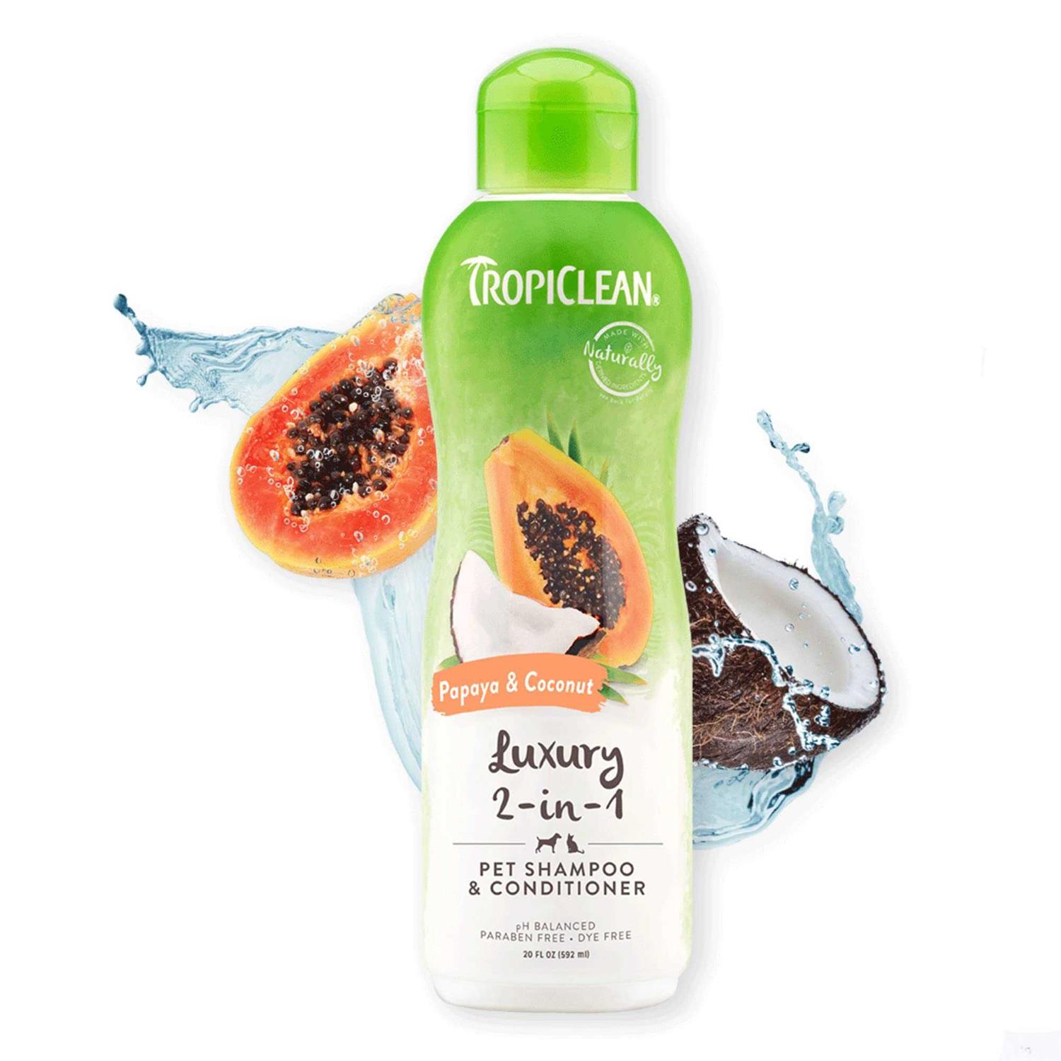 TropiClean Papaya & Coconut Luxury 2-in-1 Shampoo and Conditioner for Pets - Pet Supplies online store