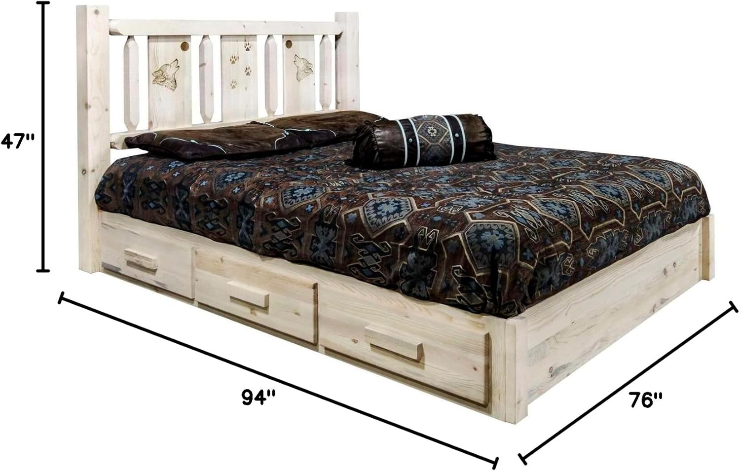 Montana Log Collection Wood Homestead Platform Bed MWHCSBPCAKVLZWOLF