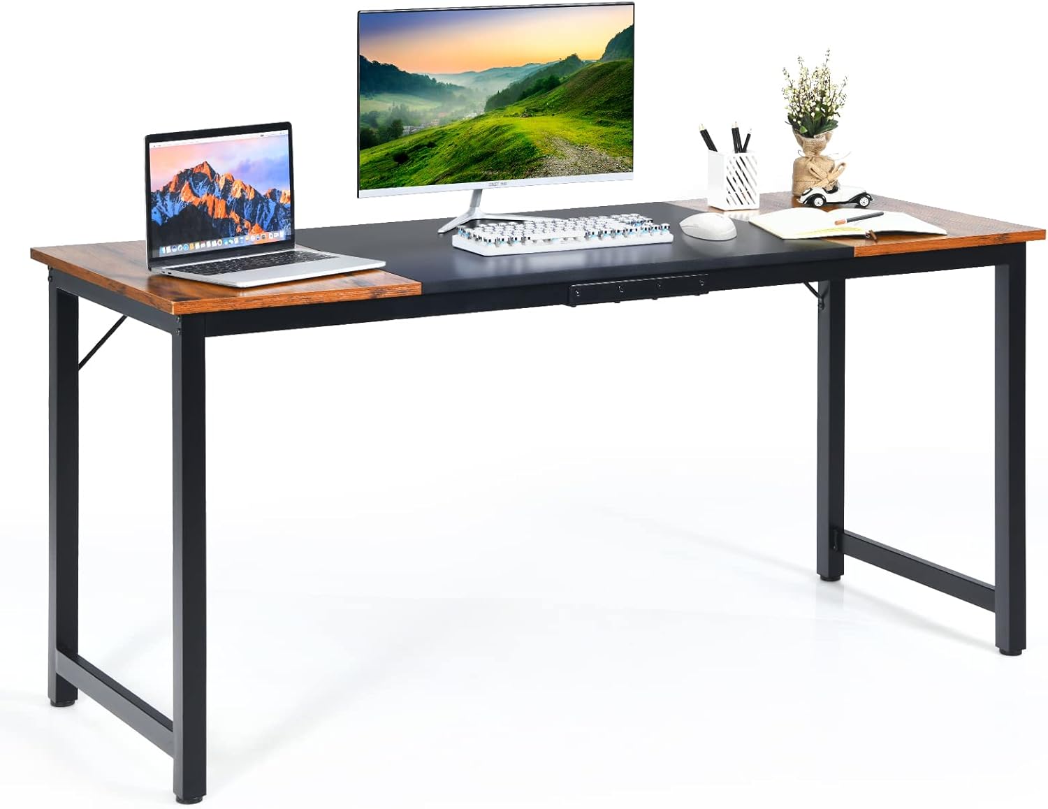 Study Practical Home Writing Sturdy and Durable Office Desk, Large, Rustic Brown