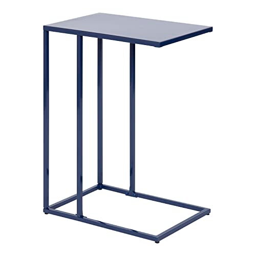Kate and Laurel Lockhardt Modern Decorative C Side Table as a TV Tray, Bedroom Accent Piece, or a Versatile Laptop Stand, 19x13x27, Navy Blue