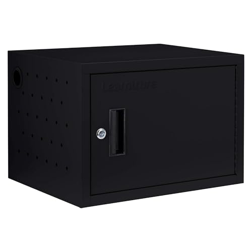 Learniture Structure Series 12-Device Charging Station for Laptops and Tablets, Wall-Mount Lockable Charging Cabinet for 12 Tablets/Chromebooks, Black