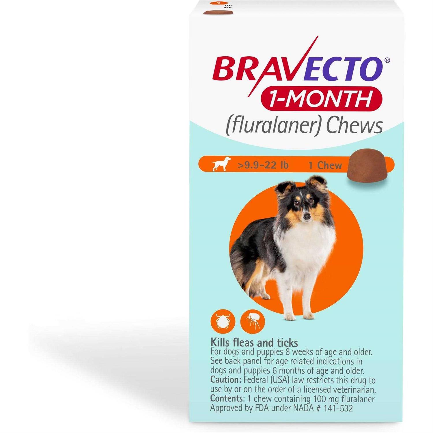 Bravecto 1-Month Chews for Dogs 9.9-22 lbs - Pet Supplies online store