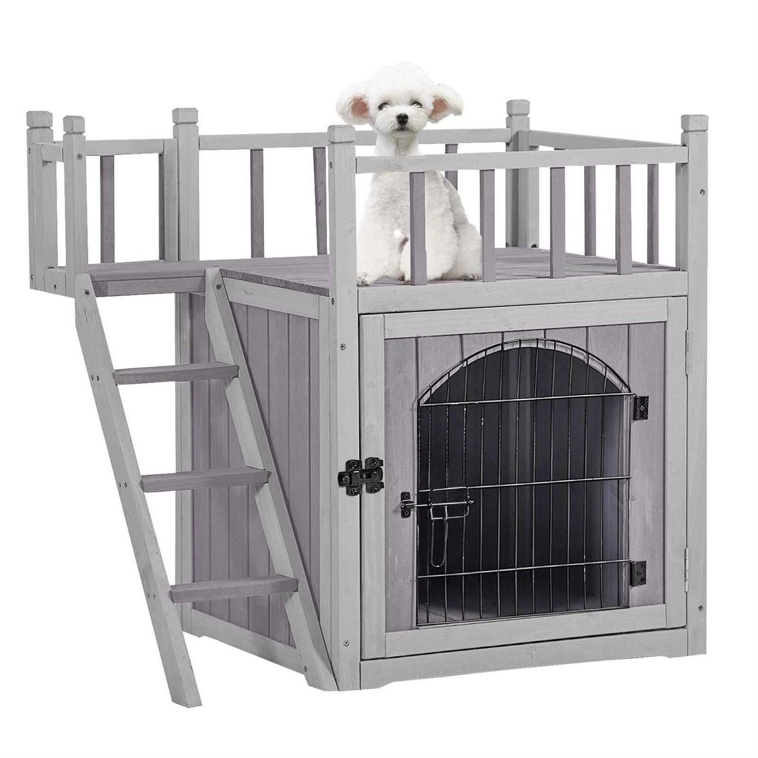 aivituvin dog house feral cat house outdoor and indoor,pet houses with stairs,2 storys - Pet Supplies online store