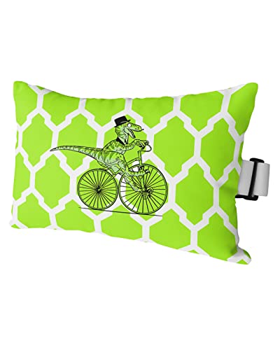 Outdoor Lumbar Pillow for Chaise Lounge Chair Dinosaur Ride Bike Head Resting Pillow Moroccan Jade Green Decorative Pillow with Adjustable Strap for Patio Recliner Office Sofa 2 Pack 12x20 inch