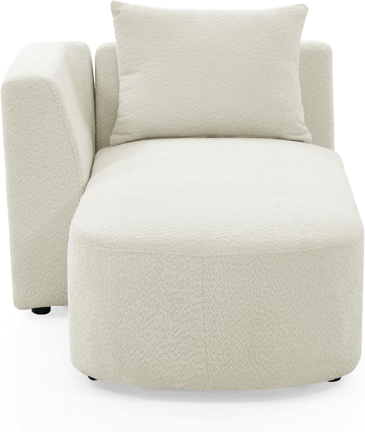 DEINPPA Left Corner Seat, Minimalist Style Modular Couch with 1 Pillows, Bouclé Fabric, Beige