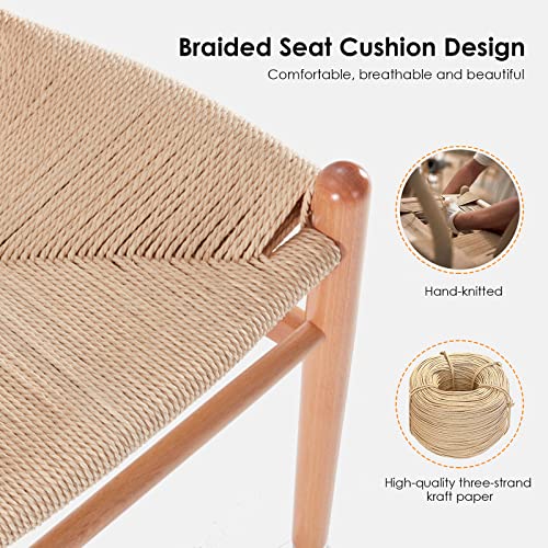 STARY Fully Assembled Wishbone Rattan Dining Room Chairs, Set of 4, Beige