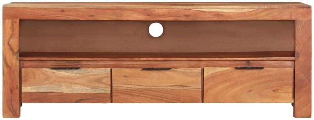 vidaXL Solid Acacia Wood TV Stand - Classic Media Unit with Drawers and Compartment - Elegant Console for Living Room and Bedroom