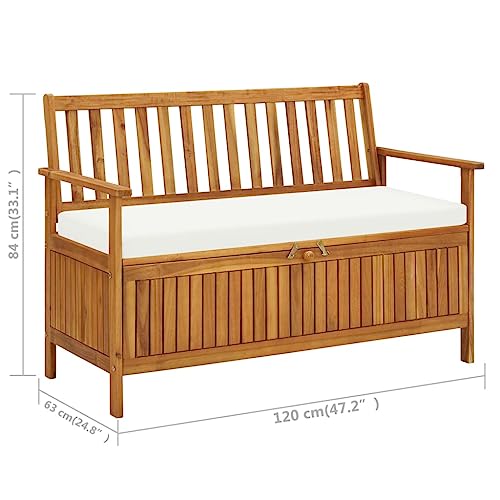 Patio Storage Bench Solid Acacia Wood 47.2