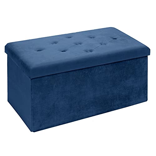 BRIAN & DANY Folding Storage Ottoman Bench, Velvet Ottoman with Storage for Living Room, Long Shoes Bench, Flannelette Footrest Benches Seat 30