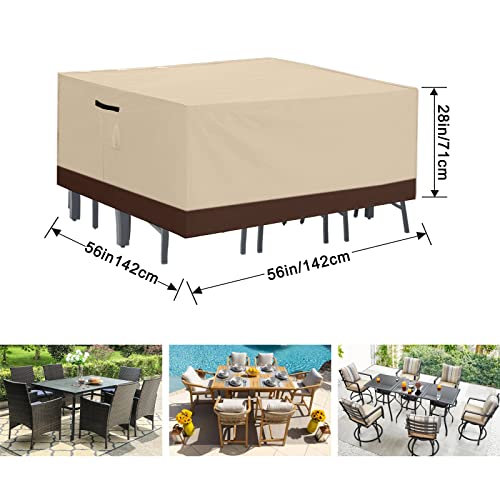 ABCCANOPY Outdoor Rectangular Patio Furniture Covers 600D Oxford Heavy Duty Table Cover Waterproof Windproof Anti-UV Dust Proof Protective Covers Dining Table & Chair Set Cover 90x64x28 inches