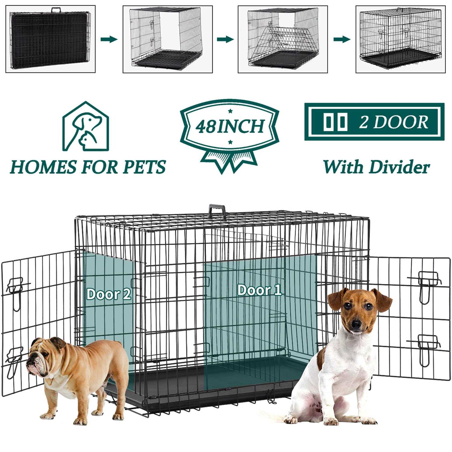 XXL Large Dog Crate for Large Dog 48 Inch Folding Dog Cage Metal Wire Dog Kennel Pet Animal Segregation Cage for Golden Retriever - Pet Supplies online store