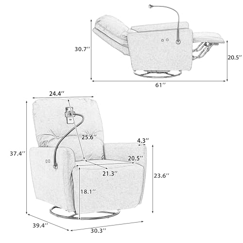 P PURLOVE Power Motion Recliner Chair for Home, Matte Velvet Electric Recliner with Phone Holder, Home Theater Seating for Living Room, Bedroom, Apartment, Grey