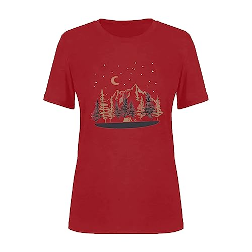Graphic Tees for Women Casual Solid Color Diverse Patterns Printing Crewneck Short Sleeve Shirts Womens Summer Tops