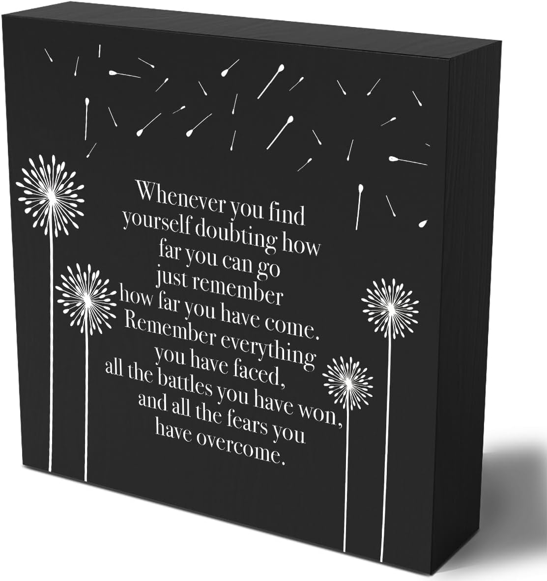 Inspirational Home Office Decor Wood Sign Rustic Black Wooden Box Sign for Living Room Bedroom Kitchen Cubicle Shelf Tabletop Sitter Counter Desk Decor Encouragement Gifts