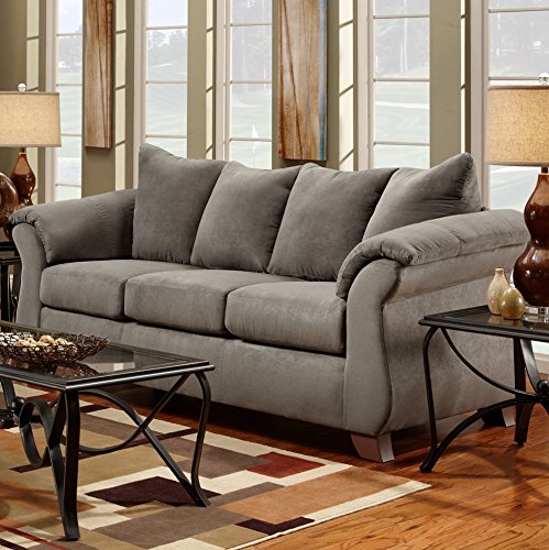 Roundhill Furniture Aruca Sensations Microfiber Pillow Back Loveseat Gray
