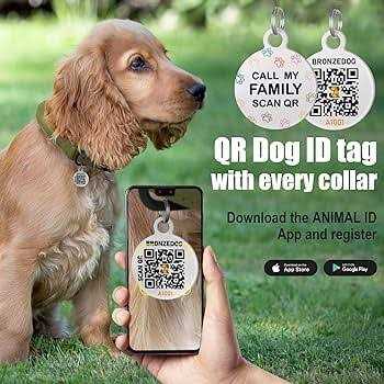 Bronzedog Rolled Leather Dog Collar with QR ID Dog Tag Round Personalized Collars for Small Medium Large Dogs Puppy Cat - Pet Supplies online store