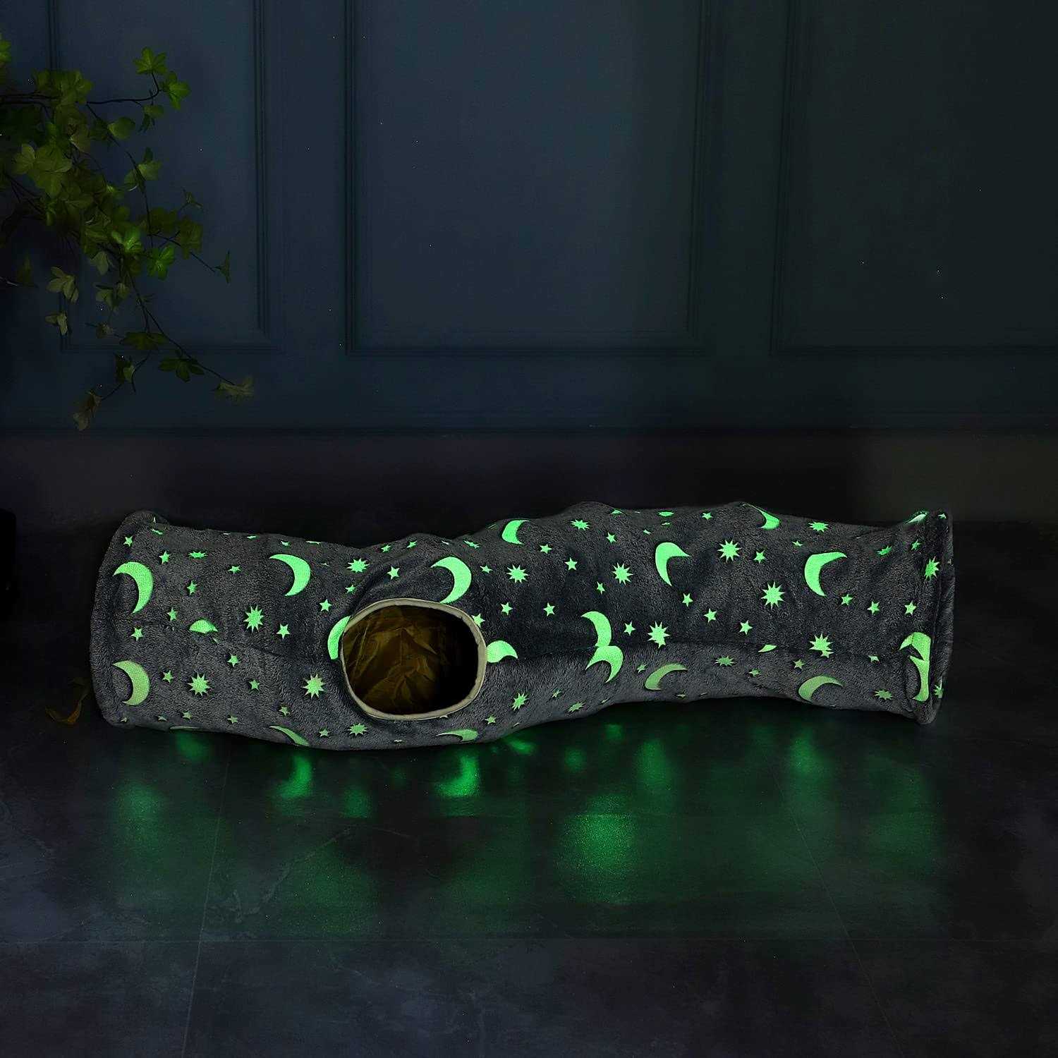 LUCKITTY Cat Tunnel Tube with Plush Ball Toys Collapsible Self-Luminous - Pet Supplies online store