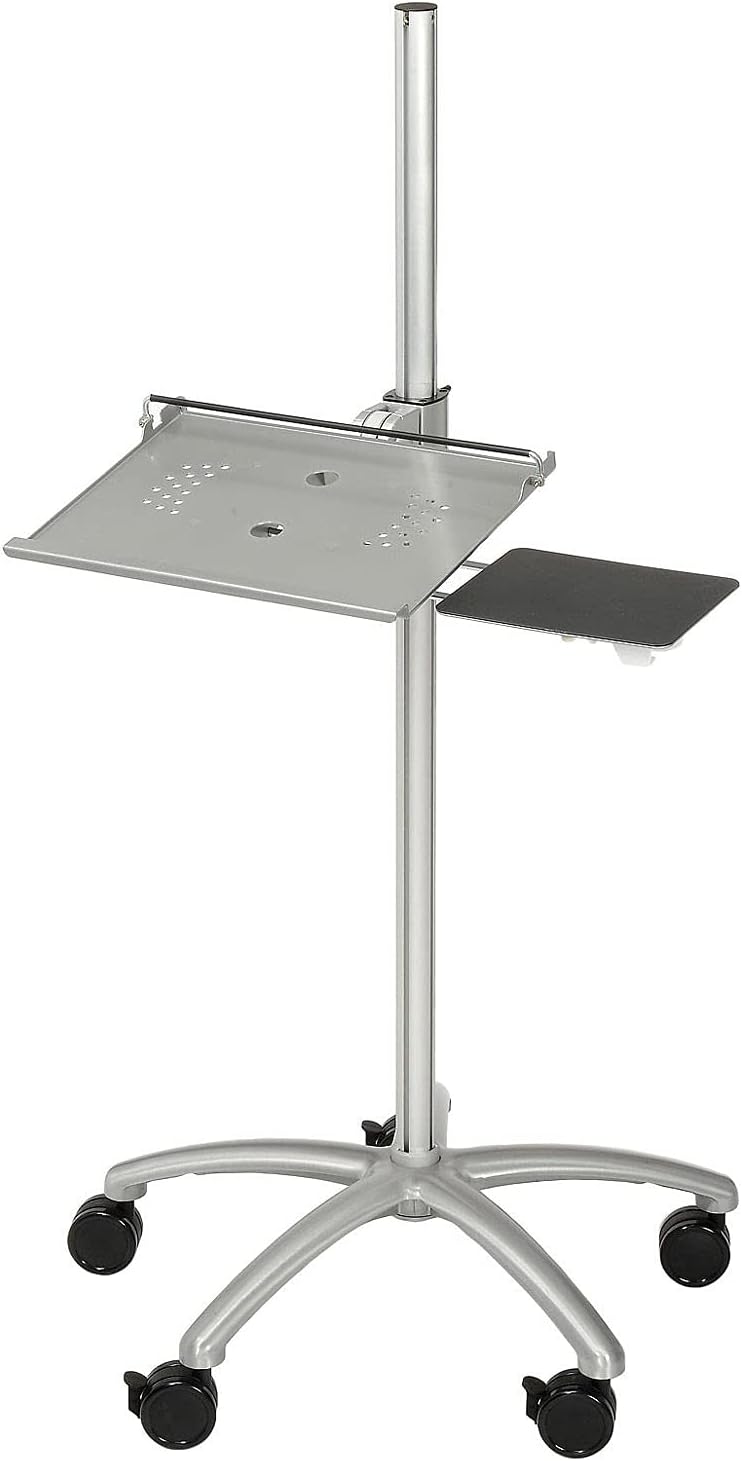 Global Industrial Height Adjustable Anti-Theft Mobile Laptop Computer Workstation Security Cart, Silver