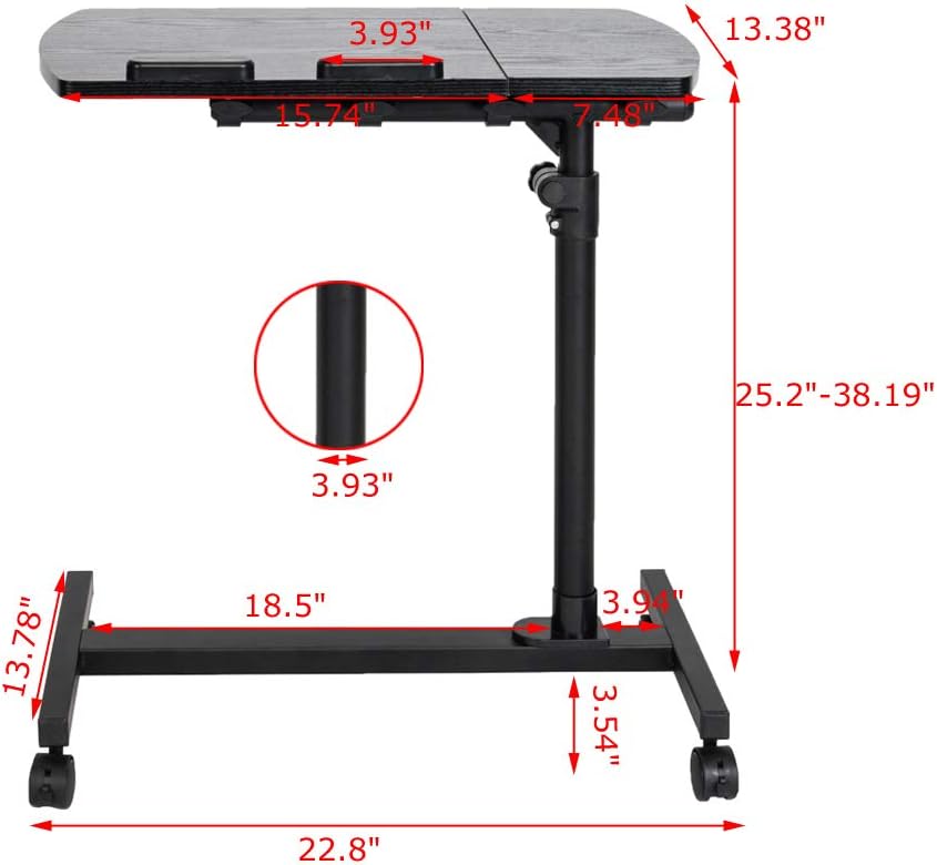 Lots Mili Four-Wheel Multifunctional Flat Surface Lifting Computer Desk Black