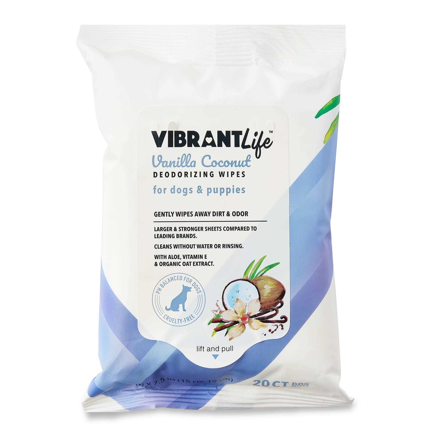 Vibrant Life Vanilla Coconut Deodorizing Wipes for Dogs & Puppies - Pet Supplies online store