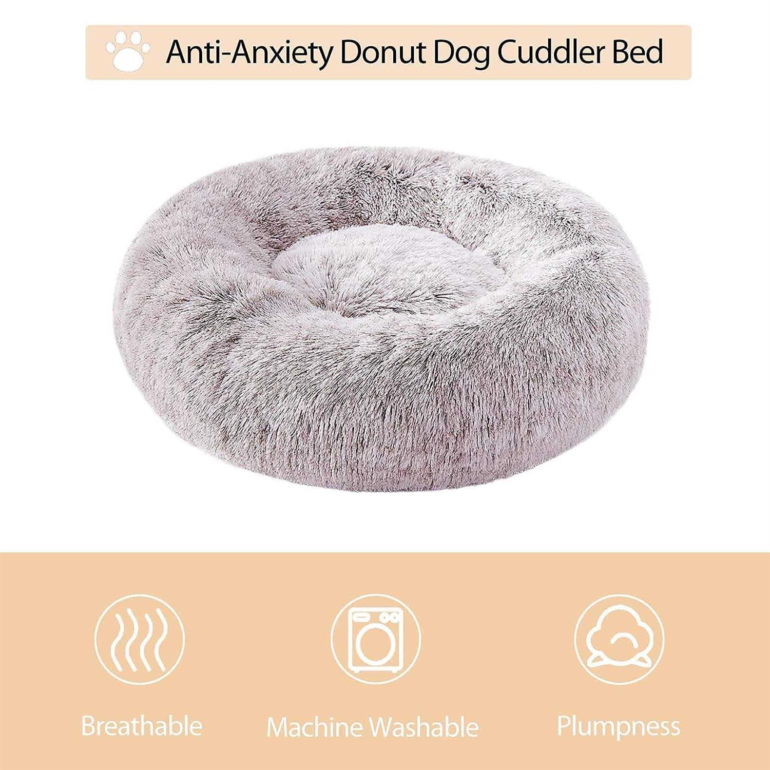 WNPETHOME Calming Dog Bed & cat Bed,Small Dog Bed Donut Faux Fur Anti-Anxiety Dog Bed Dog Pet Bed for Small Dogs - Pet Supplies online store