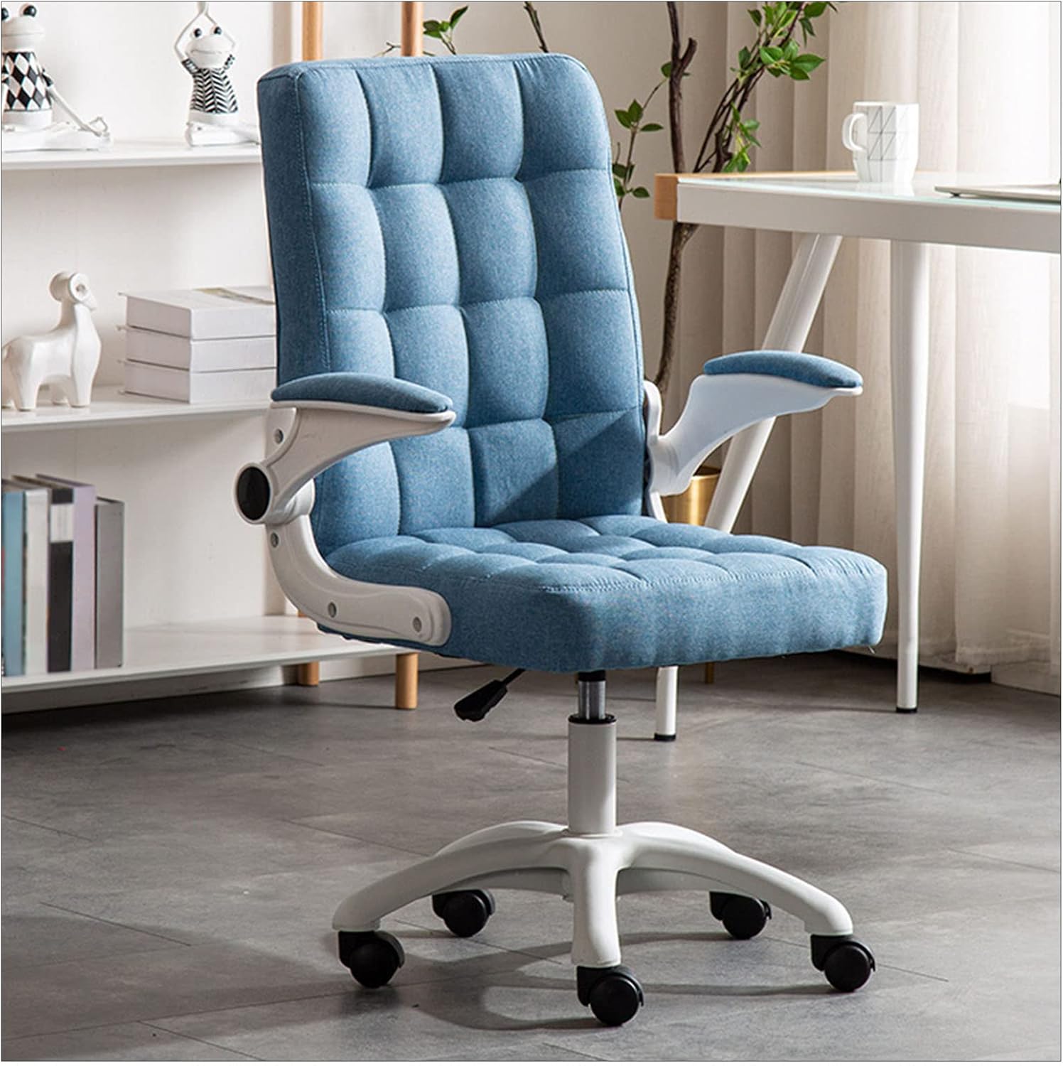 Swivel Chair Office Chair Desk Chair Swivel Home Comfort Chairs, 360 Degrees with Flip-Up Arms and Twill Fabric Height Adjusta Warm as Ever to Pursue Happiness