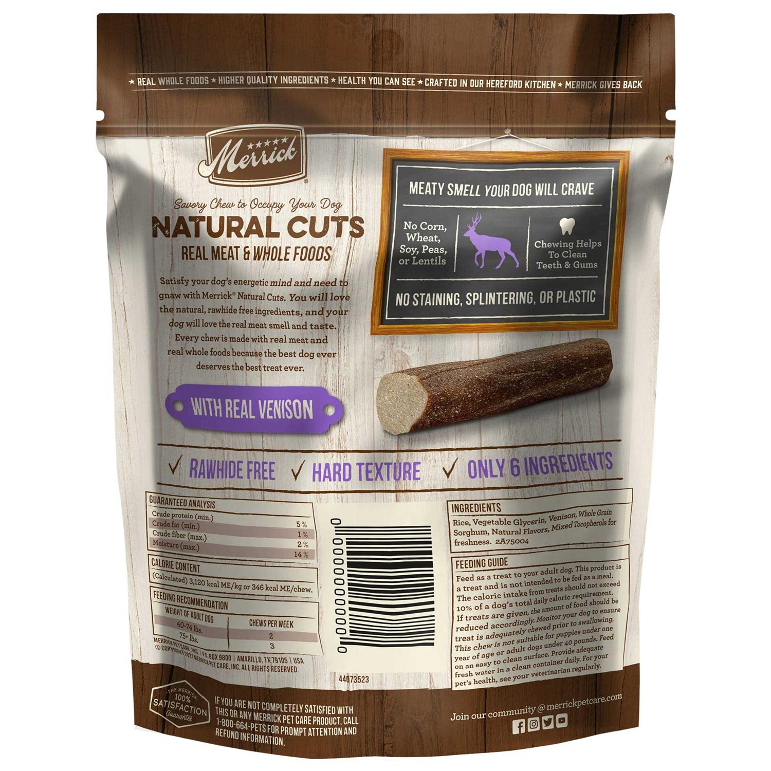 Merrick Natural Cuts Venison Dog Treats - Pet Supplies online store
