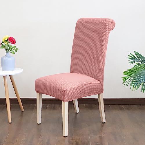 SPRINGRICO 6 pack Dining Room Chair Covers with seat belt, Stretch Parsons Chair Slipcover Washable Kitchen Dining Chair Cover Removable Seat Protector Set of 6, S3- Taupe