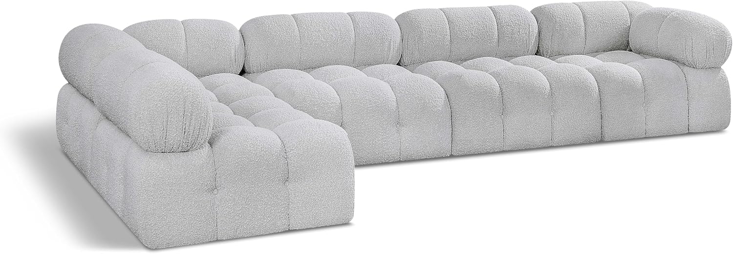 Meridian Furniture Ames Collection Modern | Contemporary Sectional with Rich Boucle Fabric, Modular to Create Infinite Configurations, 136