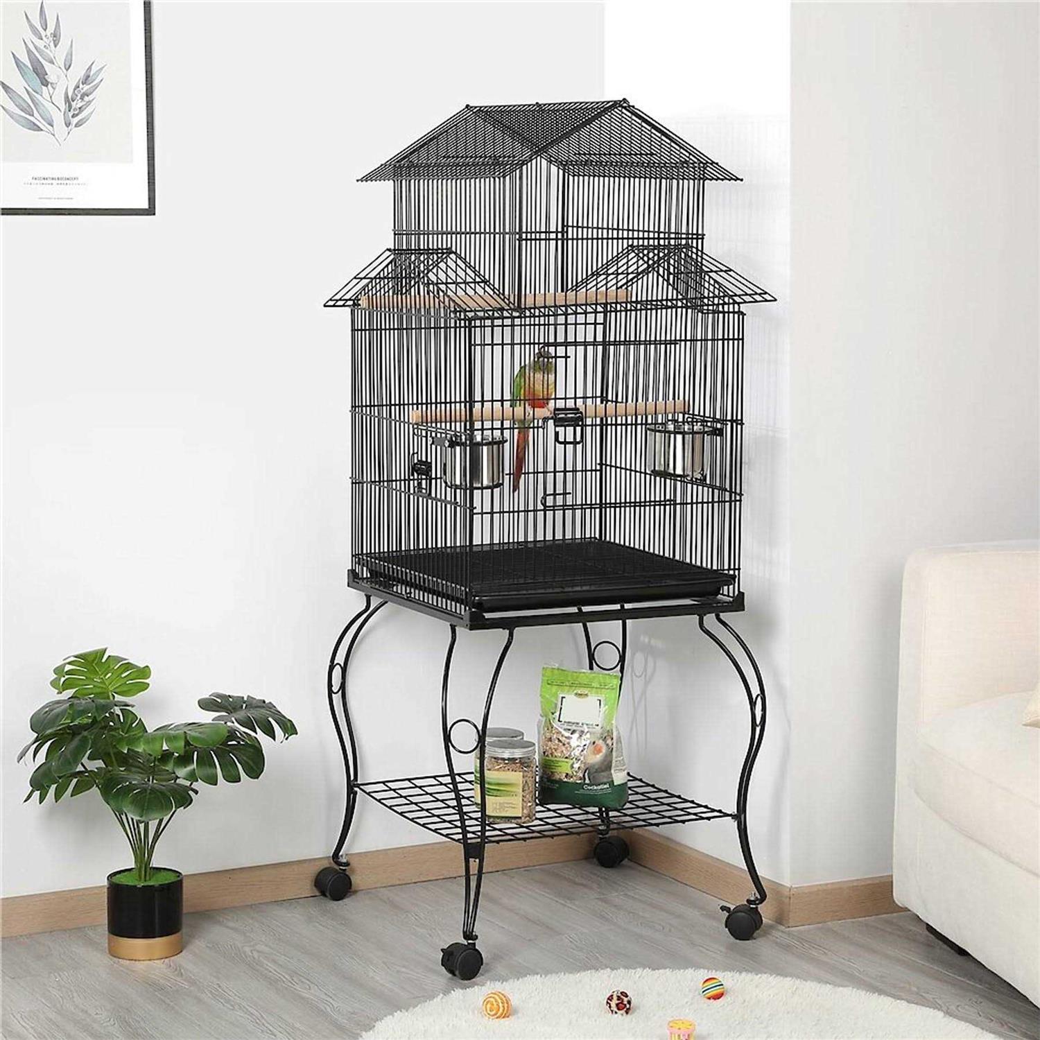 Yaheetech 55-in Triple Roof Rolling Bird Cage - Pet Supplies online store