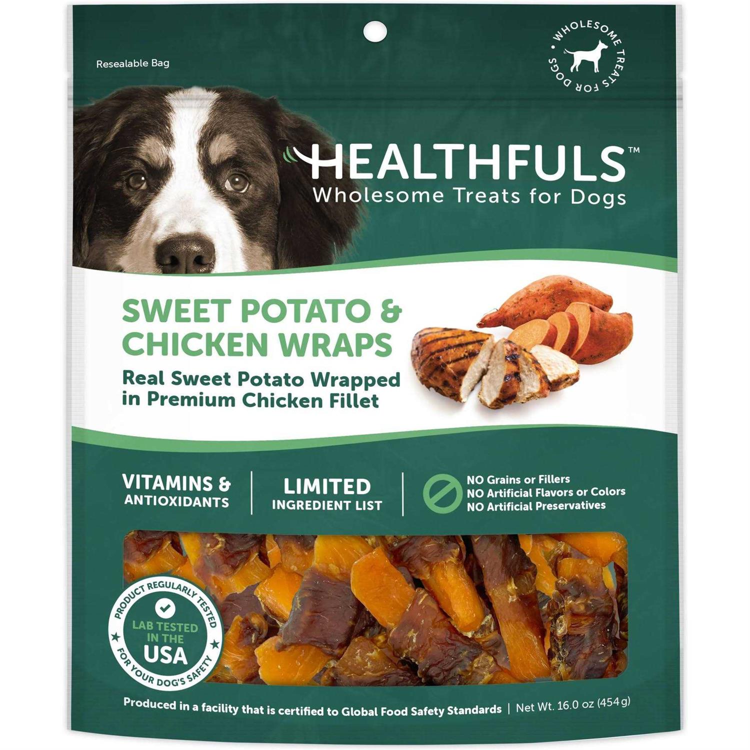 Ruffin' It Healthfuls Treats for Dogs, Sweet Potato & Chicken Wraps, Wholesome - 16.0 oz - Pet Supplies online store