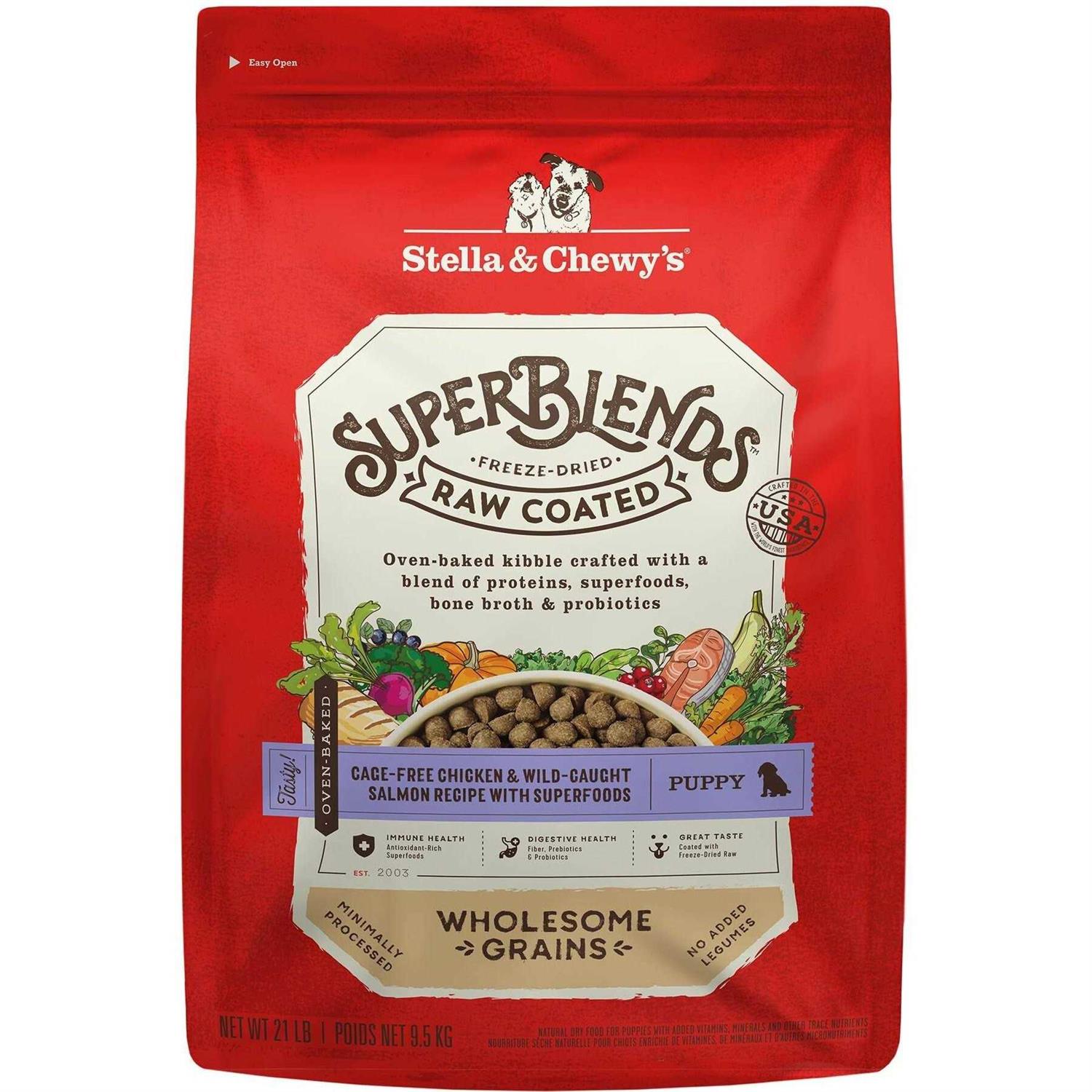 Stella & Chewy's SuperBlends Raw Wholesome Grains Puppy Cage Free Chicken & Wild Caught Salmon Recipe with Superfoods - Pet Supplies online store