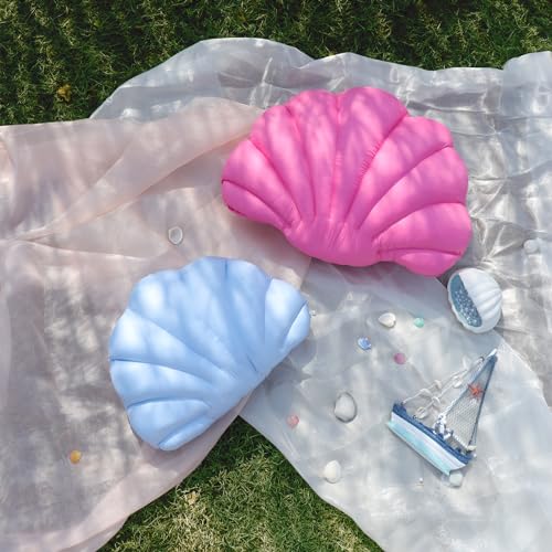 Outdoor Seashell Pillow, Turquoise Outdoor Pillows, Shell Throw Pillows Waterproof for Beach Patio Furniture Garden Balcony Couch Accent Home Decorative, Spring Summer Outdoor Gift 13x17 Inch