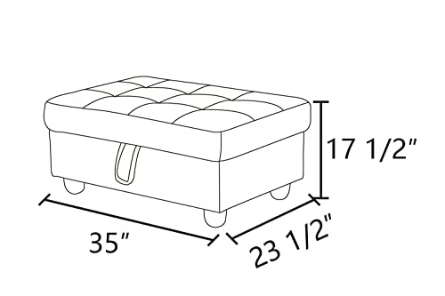 Ottoman Storage, 35 Inch Wide Mid Century Modern Coffee Table Ottoman Footrest Foot Stool Red Faux Leather Modular Sofa Seat for Living Room Study Bedroom