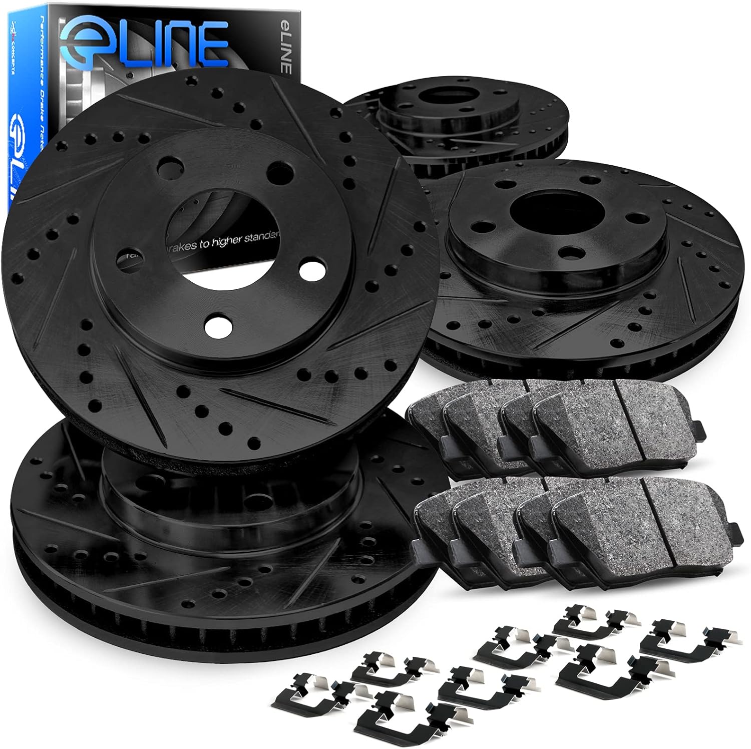 R1 Concepts Front Rear Brakes and Rotors Kit |Front Rear Brake Pads| Brake Rotors and Pads| Ceramic Brake Pads and Rotors |Hardware Kit|fits 2010-2017 Chevrolet Equinox, 2010-2017 GMC Terrain